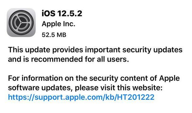 龙江镇苹果手机维修分享iOS12.5.2发布，建议所有老苹果用户安装 